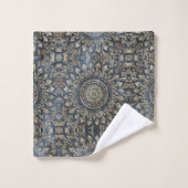 Elegant Gold Blue Mandala Floral Bad Handdoek (Wasdoekje)