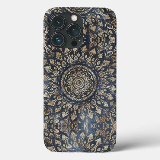 Elegant Gold Blue Mandala Floral Case-Mate iPhone Case (Achterkant)