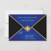 Elégant Gold Blue Occasion spéciale Cartes RSVP (Dos)