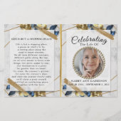 Elegant Gold Blue Photo Life Celebration Program (Voorkant)