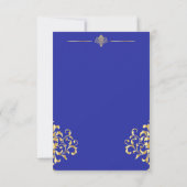 Elegant Gold & Blue Wedding Reception Kaart (Achterkant)