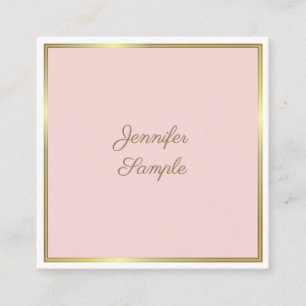Elegant Gold Blush Pink Calligraphy Script Luxe Vierkante Visitekaartje