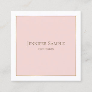 Elegant Gold Blush Pink White Moderne Professional Vierkante Visitekaartje