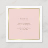 Elegant Gold Blush Pink White Moderne Professional Vierkante Visitekaartje (Achterkant)
