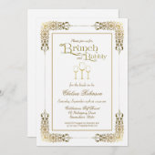 Elegant Gold Border Brunch en Bubble Kaart (Voorkant / Achterkant)