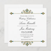 Elegant Gold Border Calligraphy Wedding Invitation Kaart (Voorkant / Achterkant)