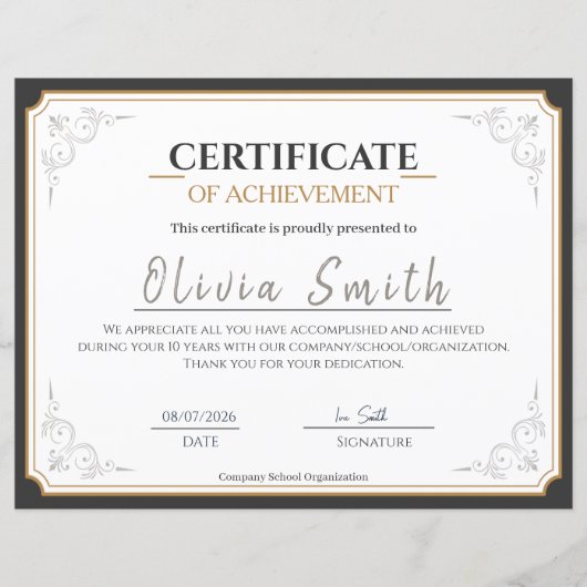 Elegant Gold Border Certificate of Achievement (Voorkant)