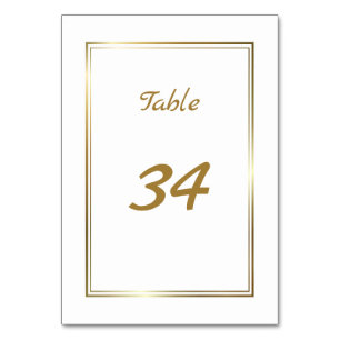 Elegant Gold Border Weduwtable Number Kaart