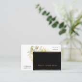 Elegant Gold Border Wilde flower QR CODE Visitekaartje (Staand voorkant)