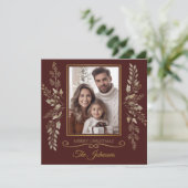 Elegant gold botancal photo frame Christmas Feestdagenkaart (Staand voorkant)