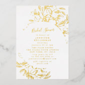 Elegant Gold Botanical Bridal Shower Invitation Folie Uitnodiging (Voorkant)