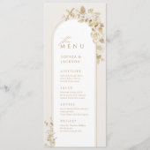 Elegant Gold Botanical Floral Arch Wedding Menu (Voorkant)