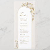 Elegant Gold Botanical Floral Arch Wedding Menu (Voorkant)