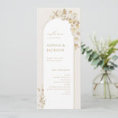 Elegant Gold Botanical Floral Arch Wedding Programma (Staand voorkant)
