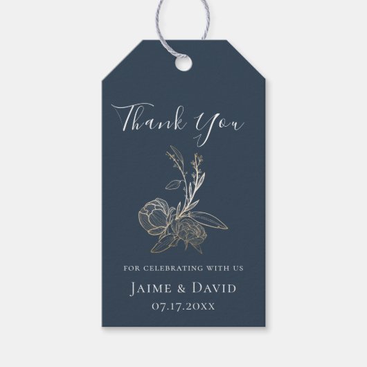 Elegant Gold Botanical Floral Hartelijk dank Cadeaulabel (Voorkant)