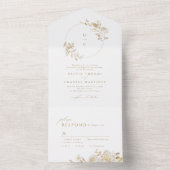 Elegant Gold Botanical Floral Weddenschap Monogram All In One Uitnodiging (Binnen)