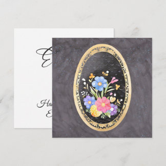 Elegant Gold Botanical Frame & Watercolor Florals Feestdagenkaart