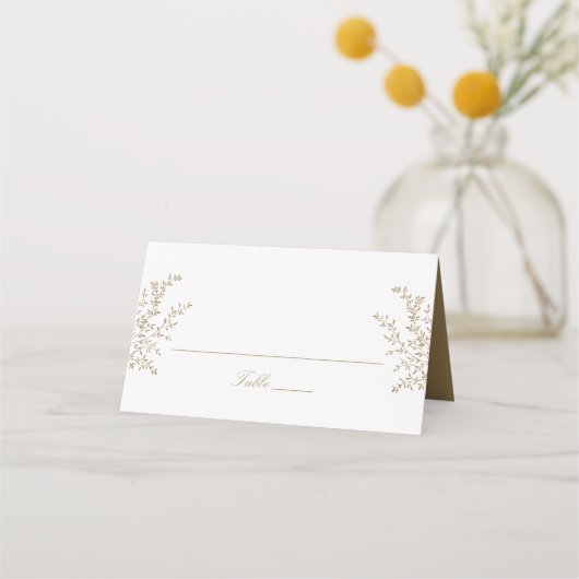 Elegant Gold Botanical Leaves Wedding Escort (Voorkant)