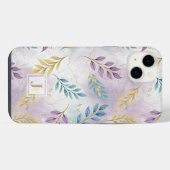 Elegant Gold Botanical Marble Mongram iPhone Hoesje (Achterkant horizontaal)