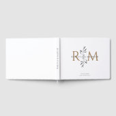 Elegant Gold Botanical Monogram Wedding Gastenboek (Volledig)