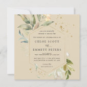 Elegant Gold Botanical Square Weddenschap Kaart (Voorkant)