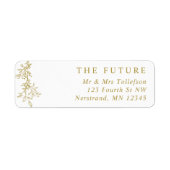 Elegant Gold Botanical Wedding Return Address Etiket (Voorkant)