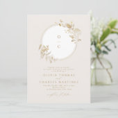Elegant Gold Botanical Wreatmonogram Weddenschap Kaart (Staand voorkant)
