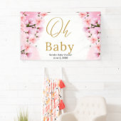 Elegant Gold Botanisch Baby shower Spandoek (Insitu)