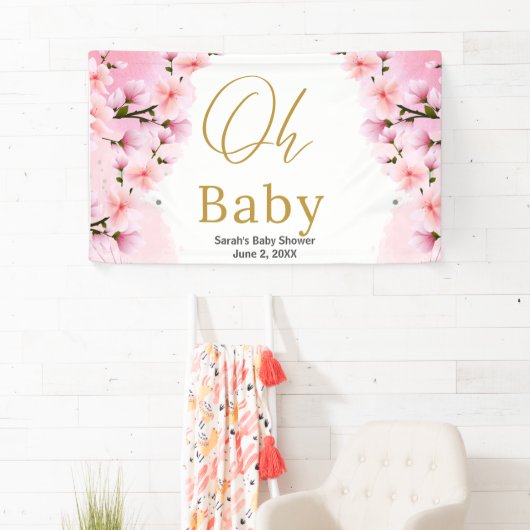Elegant Gold Botanisch Baby shower Spandoek (Insitu)