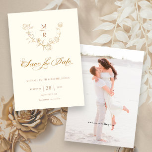 Elegant Gold Botanische Calligrafie Sparen de Datu Save The Date
