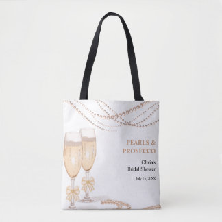 Elegant Gold Bow Pearls and Prosecco Bridal Shower Draagtas