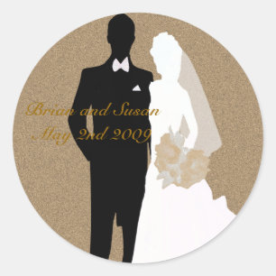 Elegant Gold Bride en Groom Wedding Stickers