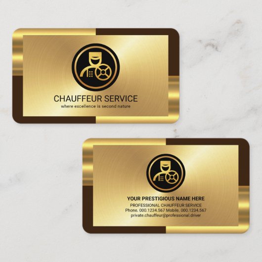 Elegant Gold Bronze Layers Chauffeur Visitekaartje (Voorkant / Achterkant)