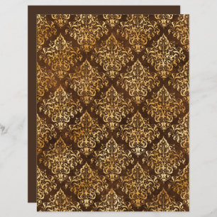 Elegant Gold Brown Damask Pattern Papier à rebut