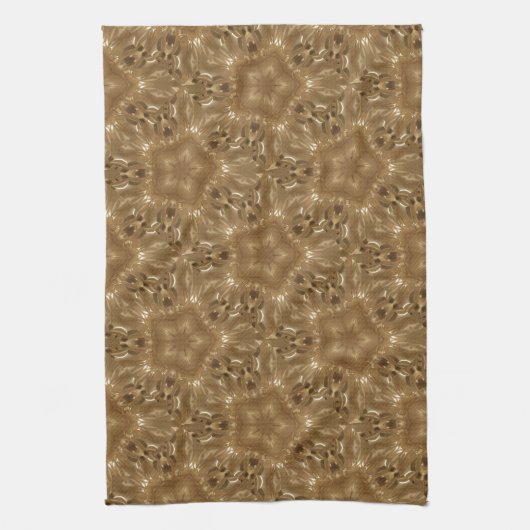 Elegant Gold Brown Kaleidoscoop Star Design Theedoek (Verticaal)
