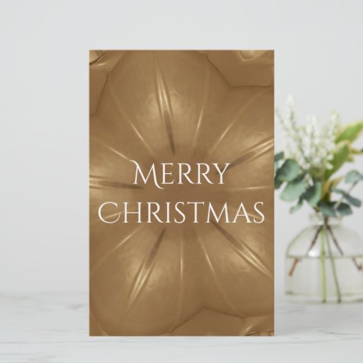 Elegant Gold Brown Kerstmis Kaleidoscoop Star Briefpapier (Staand voorkant)