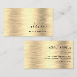 Elegant Gold Brushed Metallic Monogram Name Script Visitekaartje