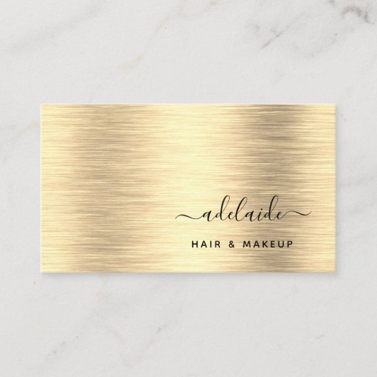 Elegant Gold Brushed Metallic Monogram Name Script Visitekaartje (Voorkant)