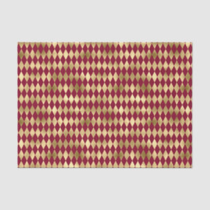 Elegant Gold Burgundy Diamond Pattern Tissuepapier