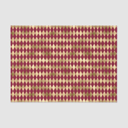 Elegant Gold Burgundy Diamond Pattern Tissuepapier (Voorkant)