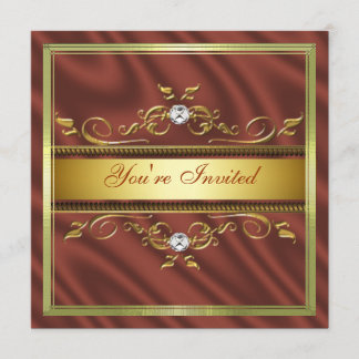 Elegant Gold Burnt Oranje Silk/Satin Invitation th Kaart