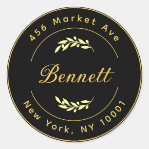 Élégant Gold Business Name Sticker rond