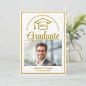 Elegant Gold Business School Afstuderen MBA Foto Aankondiging (Staand voorkant)