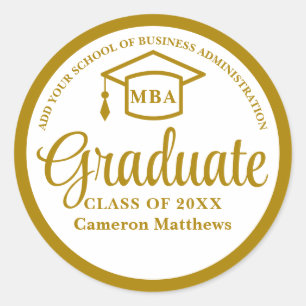 Elegant Gold Business School Afstuderen MBA Ronde Sticker