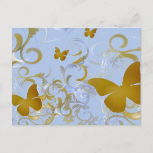 Elegant Gold Butterflies Briefkaart