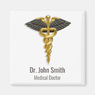 Elegant Gold Caduceus Classy Medical Black Wings Magneet