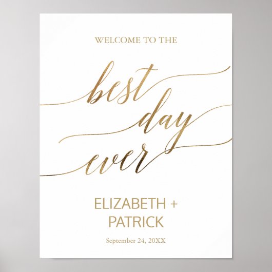 Elegant Gold Calligrafie - Beste dag ooit teken Poster (Voorkant)