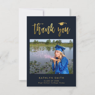 Elegant Gold Calligrafie Foto AFSTUDEERDER Harteli Kaart