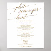 Elegant Gold Calligrafie Foto Scavenger Hunt Sign Poster (Voorkant)