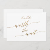 Elegant Gold Calligrafie Het zal de wachttijd waar Kaart (Voorkant / Achterkant)